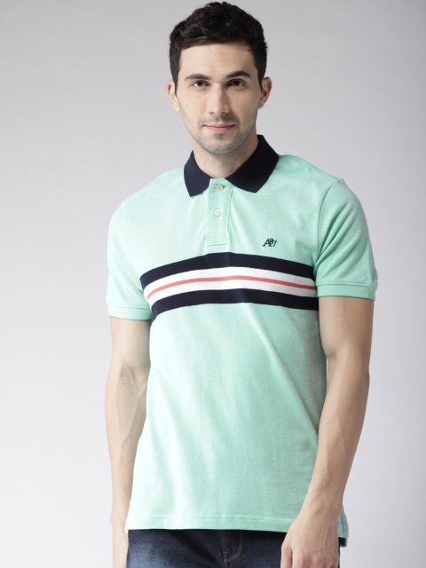

Aeropostale Men Mint Green Solid Polo Collar T-shirt