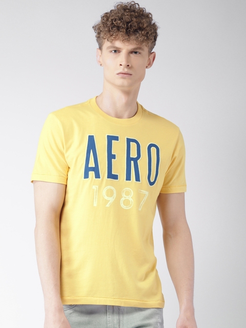 

Aeropostale Men Yellow Printed Round Neck T-shirt