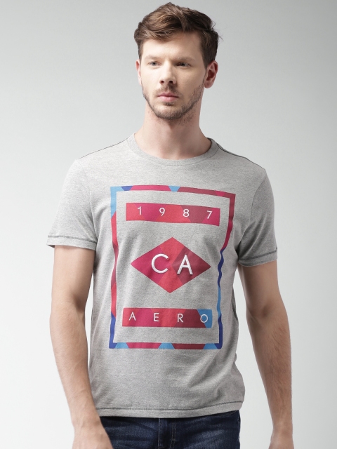 

Aeropostale Men Grey Printed Round Neck T-shirt
