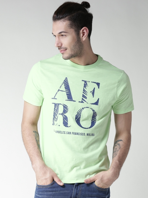 

Aeropostale Men Green Printed Round Neck T-shirt