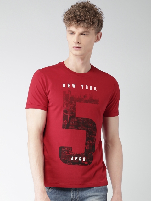 

Aeropostale Men Red Printed Round Neck Pure Cotton T-shirt