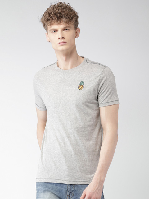 

Aeropostale Men Grey Melange Solid Round Neck T-shirt