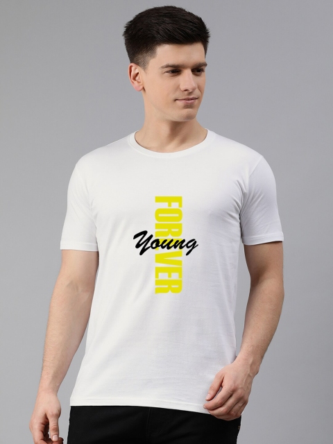 

UNSULLY Men White Typography Printed Applique T-shirt