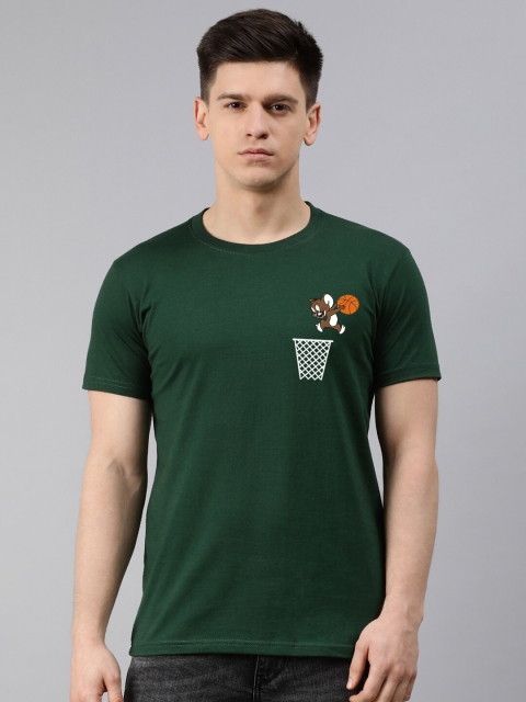 

UNSULLY Men Green Typography Applique T-shirt