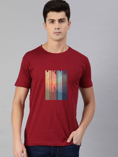 

UNSULLY Men Red Printed Applique T-shirt
