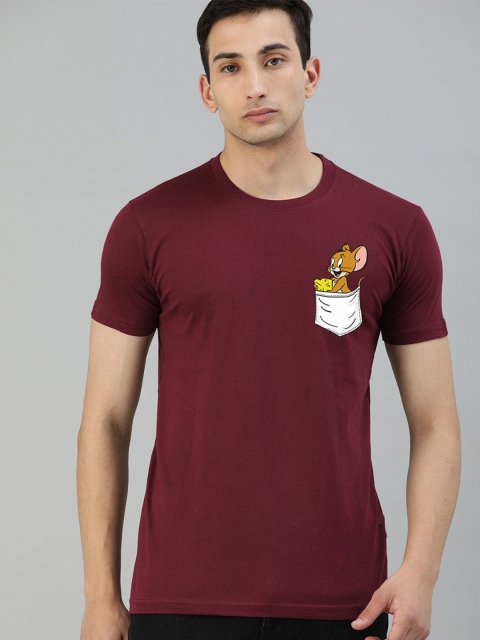 

UNSULLY Men Maroon & ganache Typography T-shirt