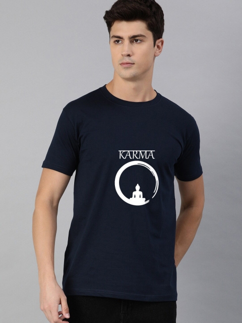 

UNSULLY Men Navy Blue Typography Printed T-shirt