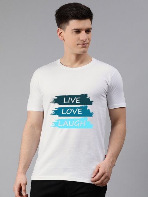 

UNSULLY Men White Typography Printed Applique T-shirt