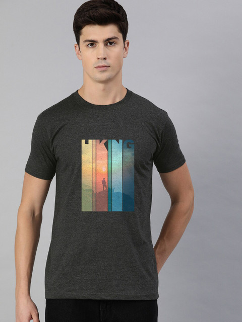 

UNSULLY Men Charcoal Printed T-shirt