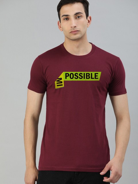 

UNSULLY Men Maroon Typography T-shirt
