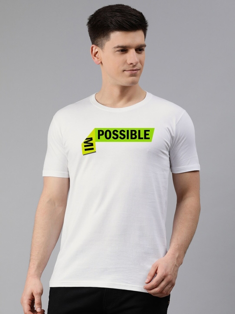

UNSULLY Men White Typography Printed Applique T-shirt