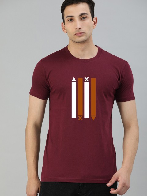 

UNSULLY Men Maroon Typography Printed T-shirt