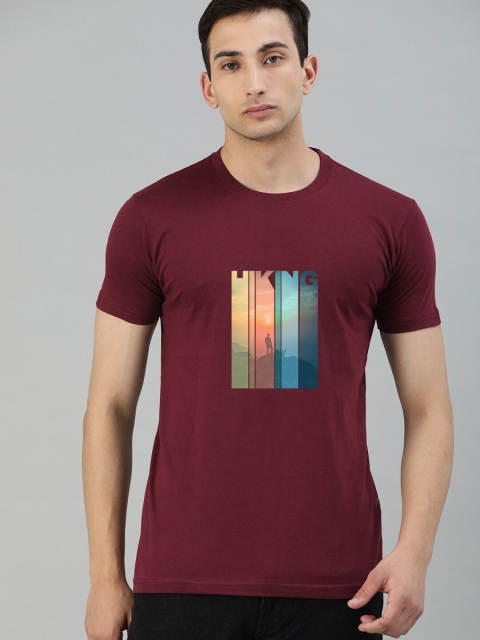 

UNSULLY Men Maroon Typography Printed T-shirt
