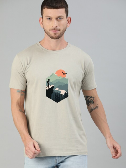 

UNSULLY Men Grey Printed Applique T-shirt