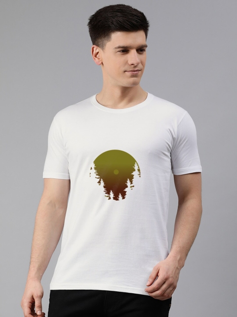 

UNSULLY Men White Printed Applique T-shirt