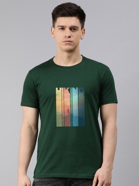 

UNSULLY Men Green & brunswick green Typography Printed T-shirt