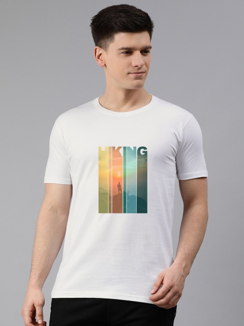 

UNSULLY Men White Printed Applique T-shirt