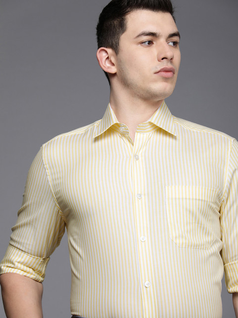 

Louis Philippe Men White Classic Fit Striped Formal Shirt