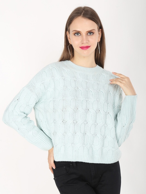 

NoBarr Women Blue Cable Knit Pullover