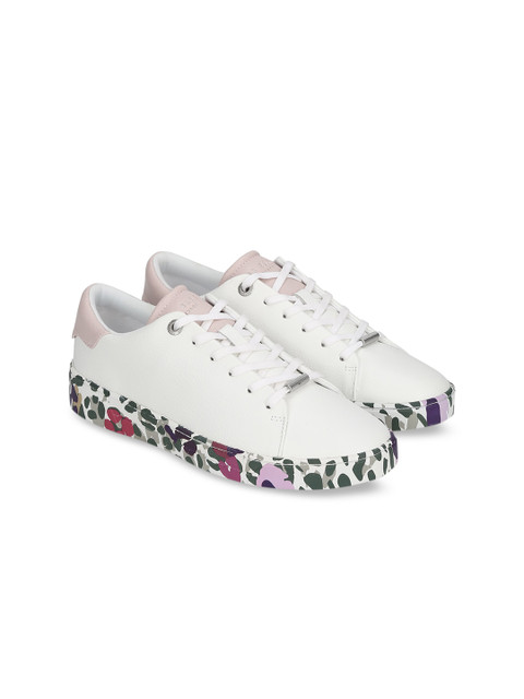 

Ted Baker Women White Printed Leather Sneakers