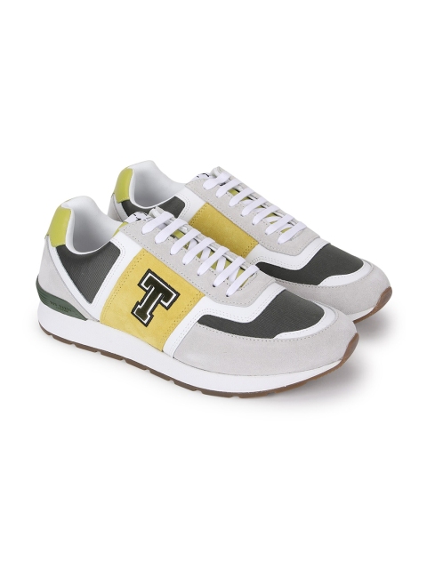 

Ted Baker Men Yellow Colourblocked Leather Sneakers