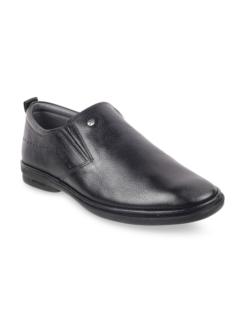 

Mochi Men Black Textured Leather Formal Loafers