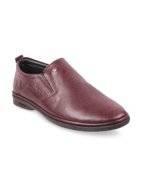 

Mochi Men Maroon Textured Leather Formal Loafers
