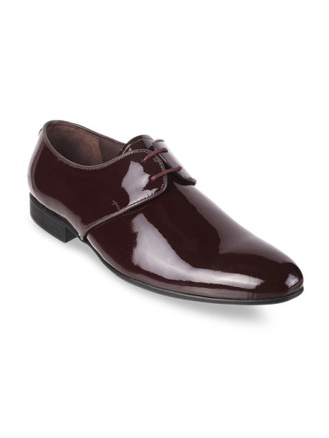

Mochi Men Maroon Solid Leather Formal Derbys