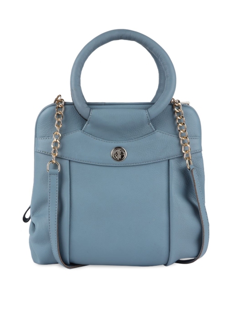 

HAMMONDS FLYCATCHER Blue Leather Structured Handheld Bag with Tasselled
