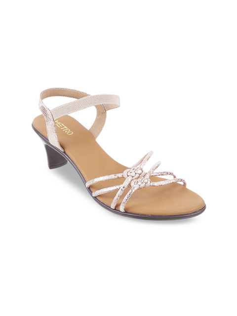 

Metro Beige Embellished Kitten Pumps