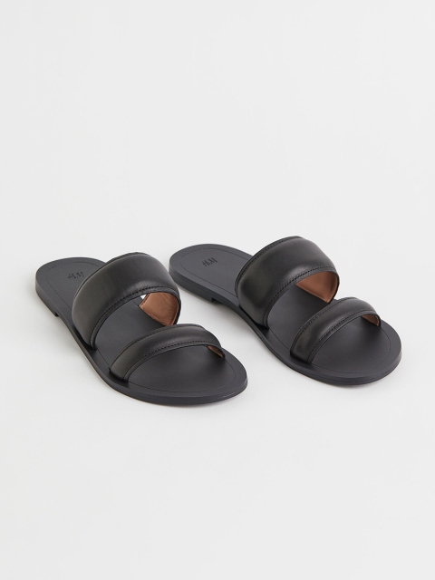 

H&M Women Black Leather Slides