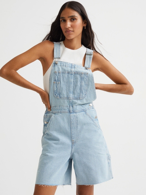 

H&M Women Blue Denim Dungaree Shorts