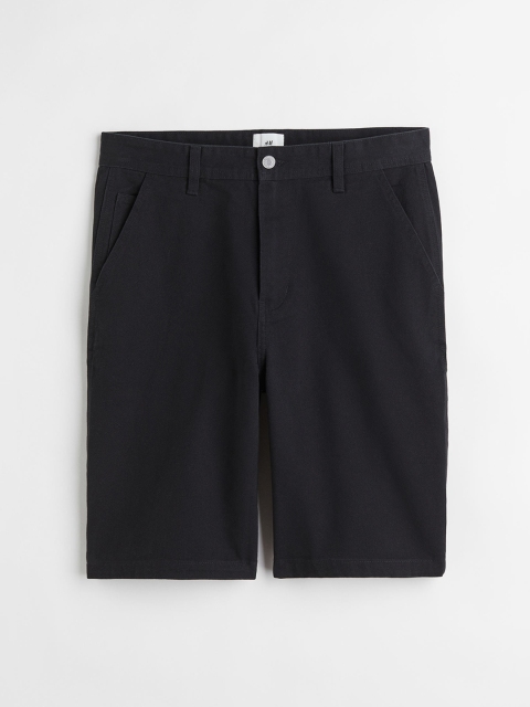 

H&M Men Black Relaxed Fit Cotton Twill Shorts