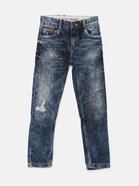 

U.S. Polo Assn. Kids Boys Blue Regular Fit Mildly Distressed Jeans