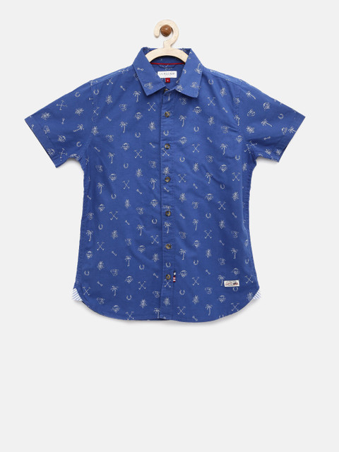 

U.S. Polo Assn. Kids Boys Blue Printed Casual Shirt