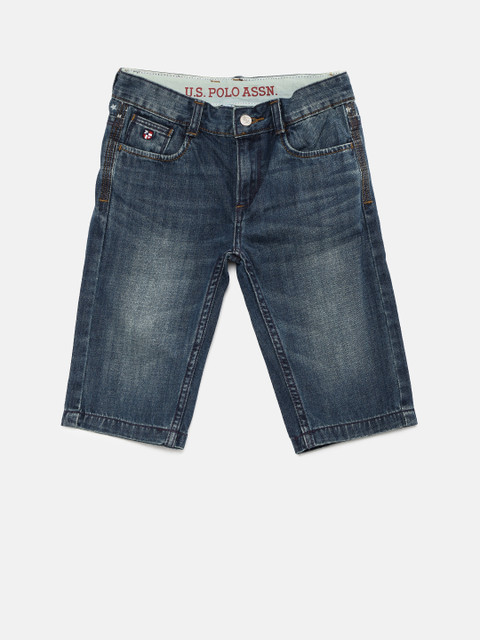 

U.S. Polo Assn. Kids Boys Blue Washed Regular Fit Denim Shorts