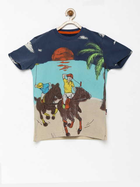

U.S. Polo Assn. Kids Boys Multicoloured Printed Round Neck T-shirt, Multi