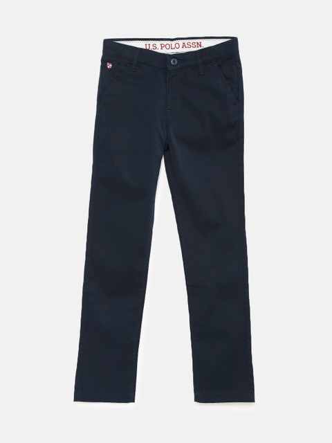 

U.S. Polo Assn. Kids Boys Navy Slim Fit Solid Trousers, Navy blue