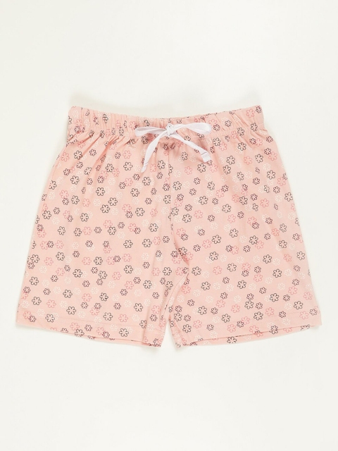 

V2 Value & Variety Girls Peach-Coloured Conversational Printed Hot Pants Shorts