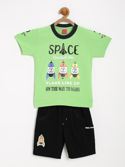 

V2 Value & Variety Boys Green & Black Printed T-shirt with Shorts