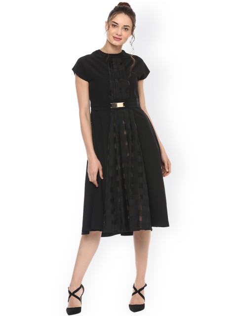

Soie Women Black Solid Fit & Flare Dress
