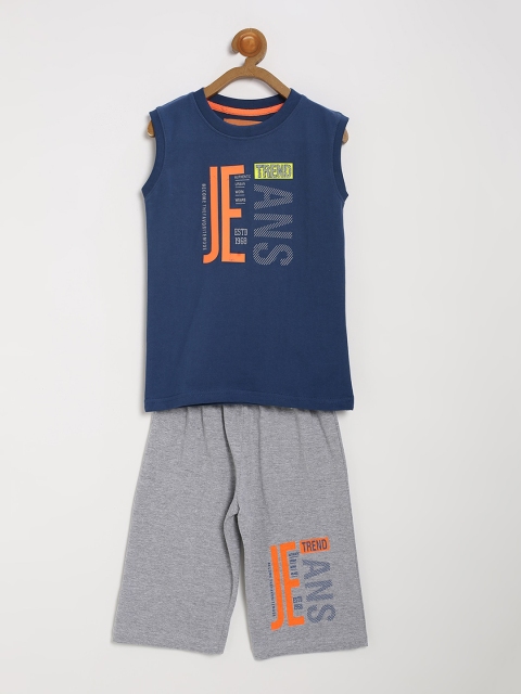 

V2 Value & Variety Boys Teal Blue & Grey Printed T-shirt with Shorts