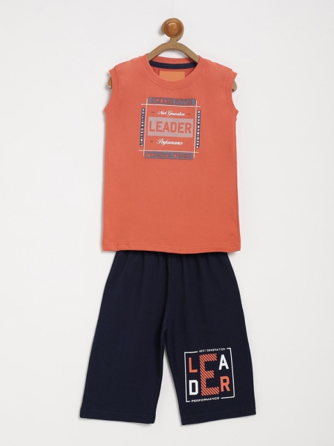 

V2 Value & Variety Boys Rust & Black Printed T-shirt with Shorts