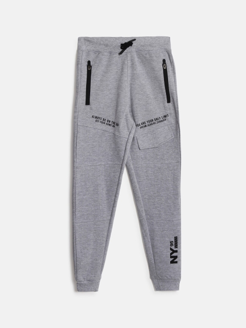 

R&B Boys Grey Typography Printed Cotton Joggers