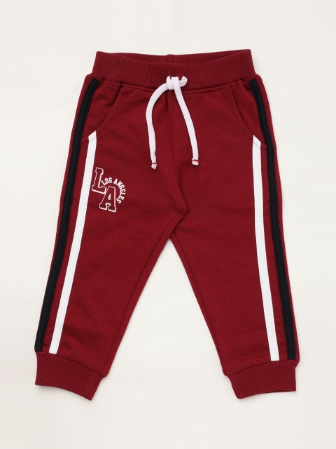 

R&B Boys Maroon Solid Cotton Joggers