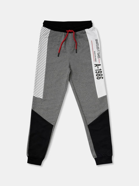 

R&B Boys Grey Colourblocked Cotton Joggers