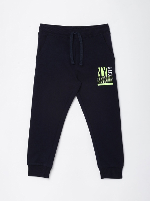 

R&B Boys Navy Blue Solid Cotton Joggers