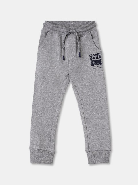 

R&B Boys Grey Printed Cotton Joggers