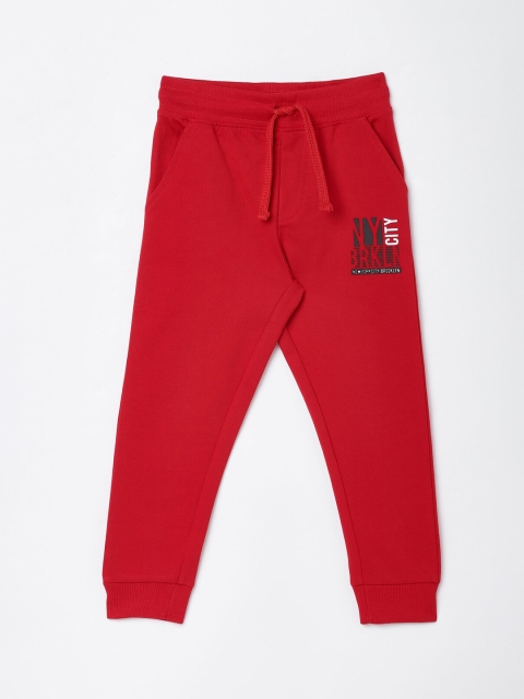 

R&B Boys Red Solid Cotton Joggers