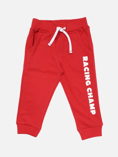 

R&B Boys Red & White Typography Printed Cotton Joggers